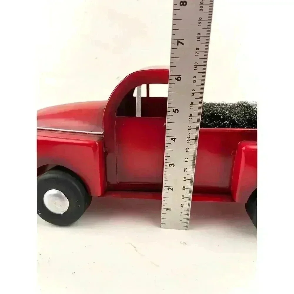 Red Pick Up Truck With Christmas Tree Rustic Metal Farmhouse Decor‎ Display